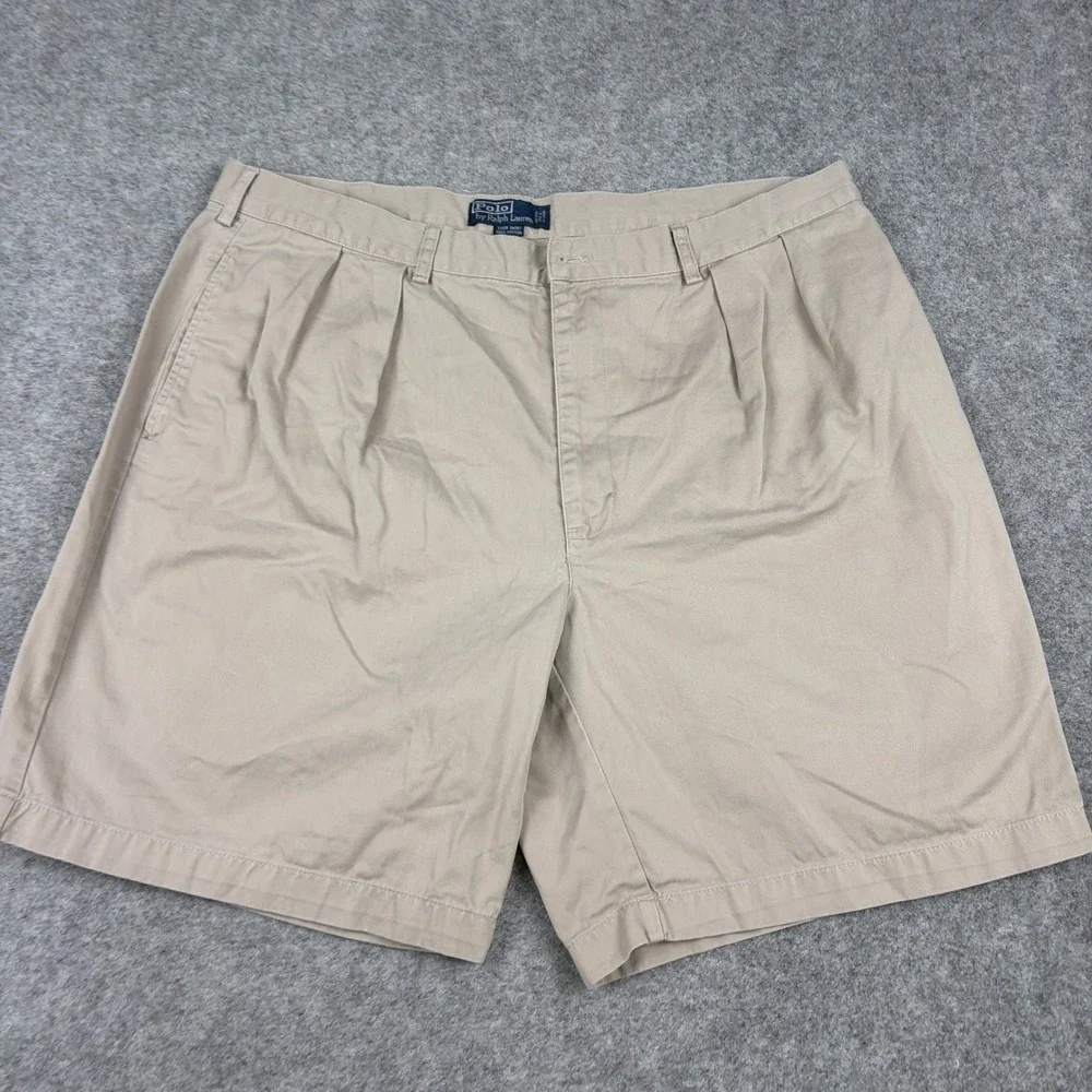 Polo Ralph Lauren Tyler Short Mens 42 Tan Pleated Chino Old Money Golf Shorts‎